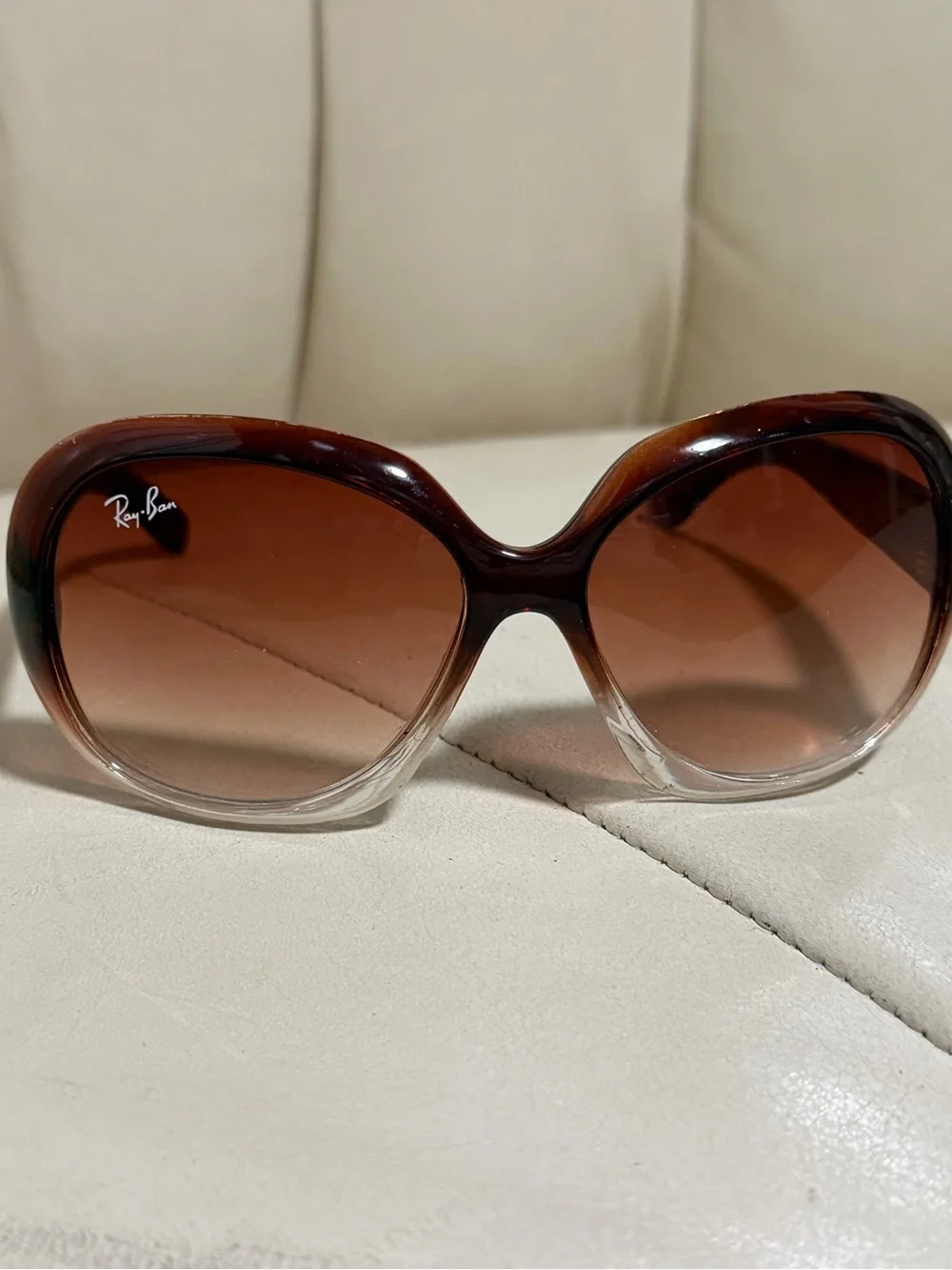 Ray-Ban Women's Brown-to-Clear Gradient Oversized Sunglasses